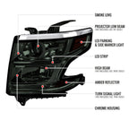 2015-2020 Chevrolet Tahoe Suburban/ 2016-2019 Suburban 3500HD Projector Headlights w/ LED Light Strip (Chrome Housing/Smoked Lens)