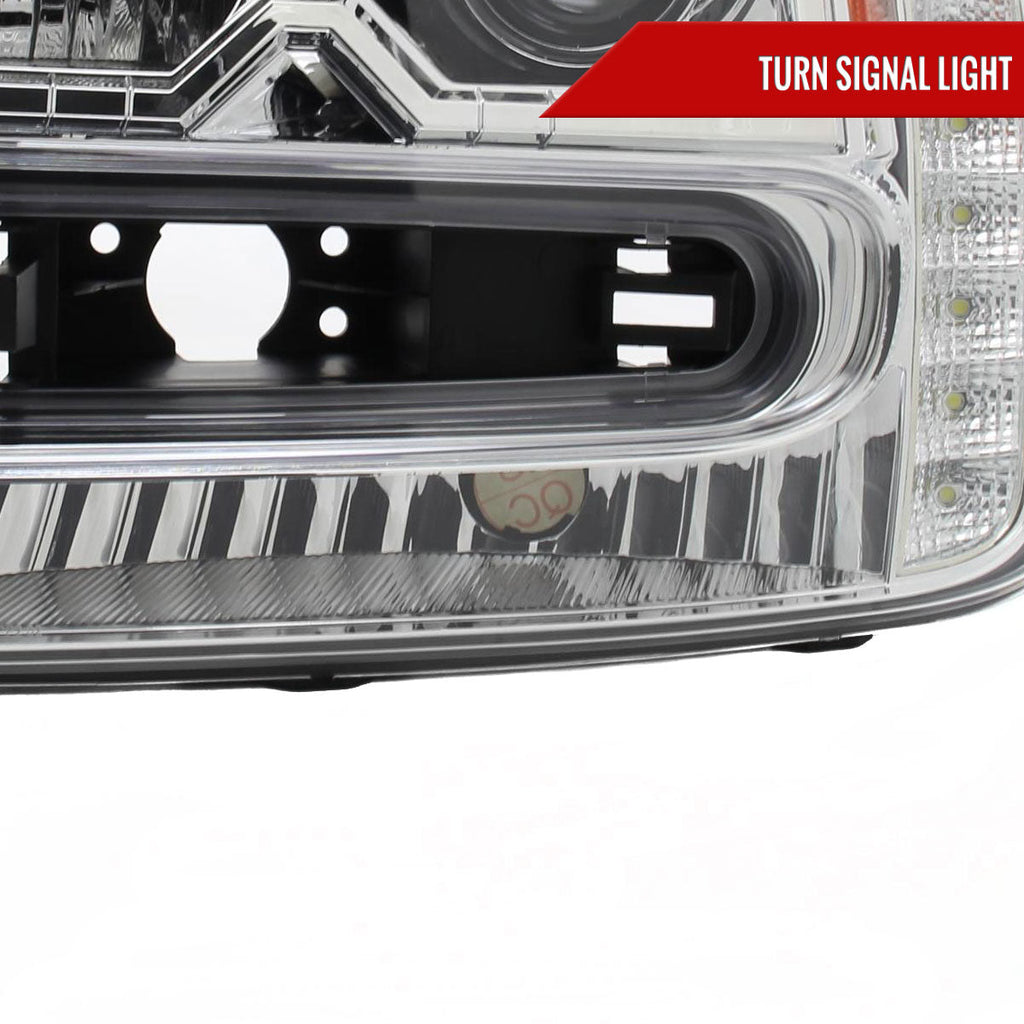 2002-2009 Chevrolet Trailblazer Projector Headlights w/ LED Light Strip (Chrome Housing/Clear Lens)