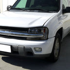 2002-2009 Chevrolet Trailblazer Projector Headlights w/ LED Light Strip (Chrome Housing/Smoked Lens)