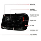 2002-2009 Chevrolet Trailblazer Projector Headlights w/ LED Light Strip (Black Housing/Smoked Lens)