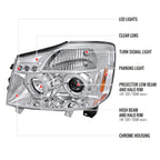 2004-2015 Nissan Titan/ 2004-2007 Armada Dual Halo Projector Headlights (Chrome Housing/Clear Lens)