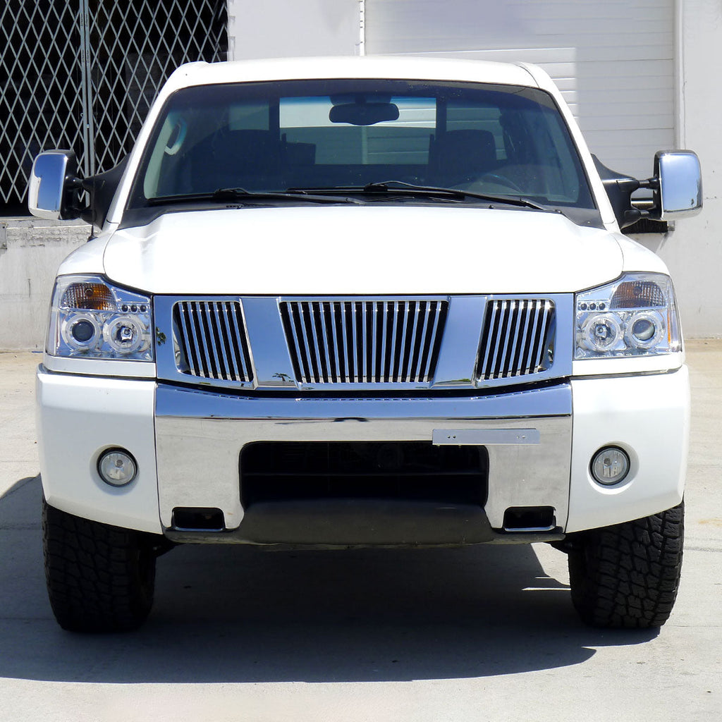 2004-2015 Nissan Titan/ 2004-2007 Armada Dual Halo Projector Headlights (Chrome Housing/Clear Lens)