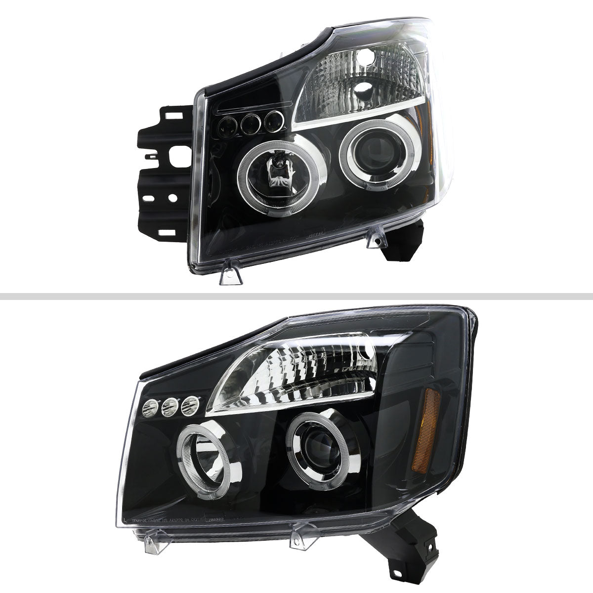 2004-2015 Nissan Titan/ 2004-2007 Armada Dual Halo Projector Headlights (Jet Black Housing/Clear Lens)