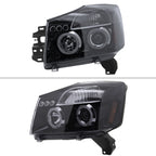 2004-2015 Nissan Titan/ 2004-2007 Armada Dual Halo Projector Headlights (Glossy Black Housing/Smoked Lens)