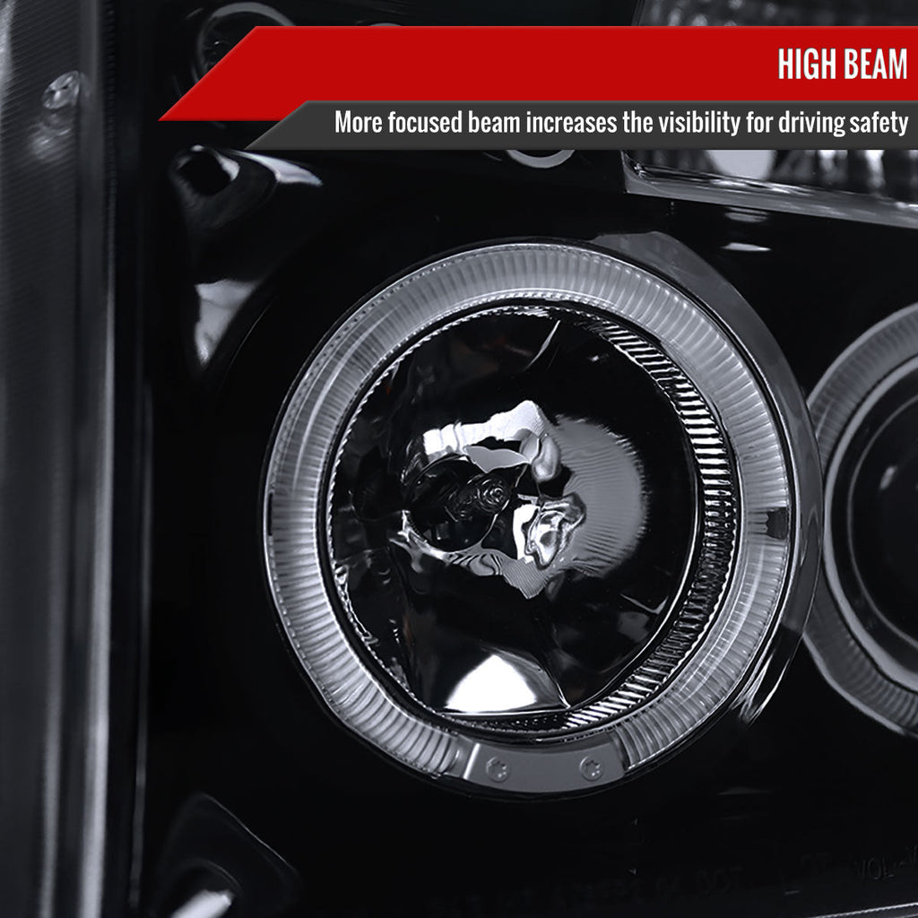 2004-2015 Nissan Titan/ 2004-2007 Armada Dual Halo Projector Headlights (Glossy Black Housing/Smoked Lens)