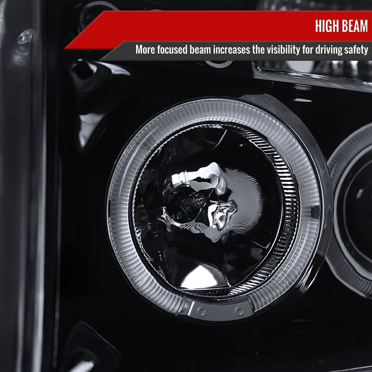 2004-2015 Nissan Titan/ 2004-2007 Armada Dual Halo Projector Headlights (Glossy Black Housing/Smoked Lens)