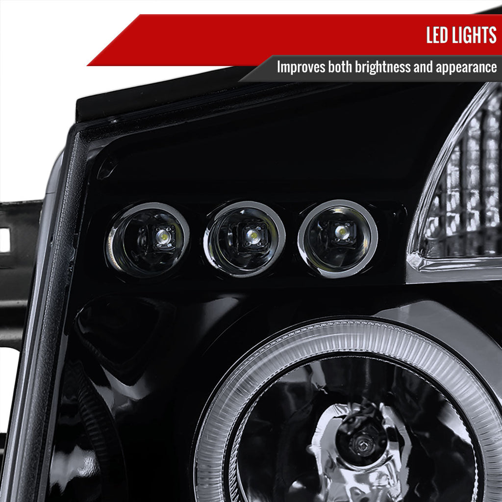 2004-2015 Nissan Titan/ 2004-2007 Armada Dual Halo Projector Headlights (Glossy Black Housing/Smoked Lens)