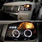 2004-2015 Nissan Titan/ 2004-2007 Armada Dual Halo Projector Headlights (Glossy Black Housing/Smoked Lens)