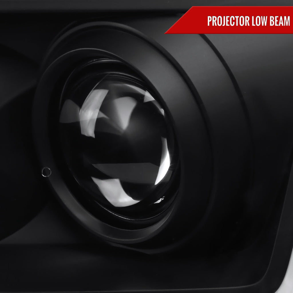 2004-2015 Nissan Titan / 2004-2007 Armada LED C-Bar Projector Headlights w/ Switchback Sequential Turn Signals (Matte Black Housing/Clear Lens)