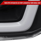 2004-2015 Nissan Titan / 2004-2007 Armada LED C-Bar Projector Headlights w/ Switchback Sequential Turn Signals (Matte Black Housing/Clear Lens)