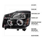 2004-2015 Nissan Titan/ 2004-2007 Armada Dual Halo Projector Headlights (Matte Black Housing/Clear Lens)