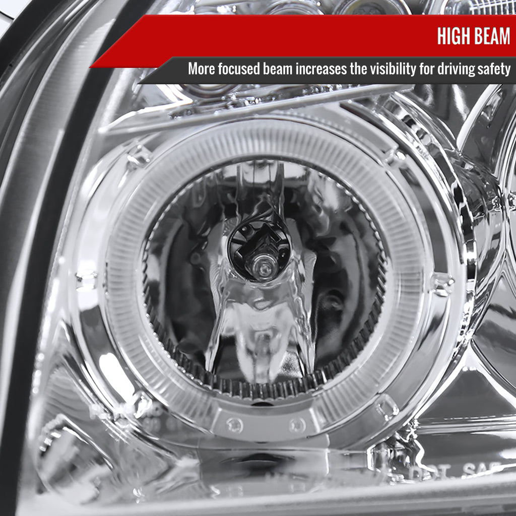 2005-2009 Hyundai Tucson Single Halo Projector Headlights (Chrome Housing/Clear Lens)