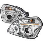 2005-2009 Hyundai Tucson Single Halo Projector Headlights (Chrome Housing/Clear Lens)