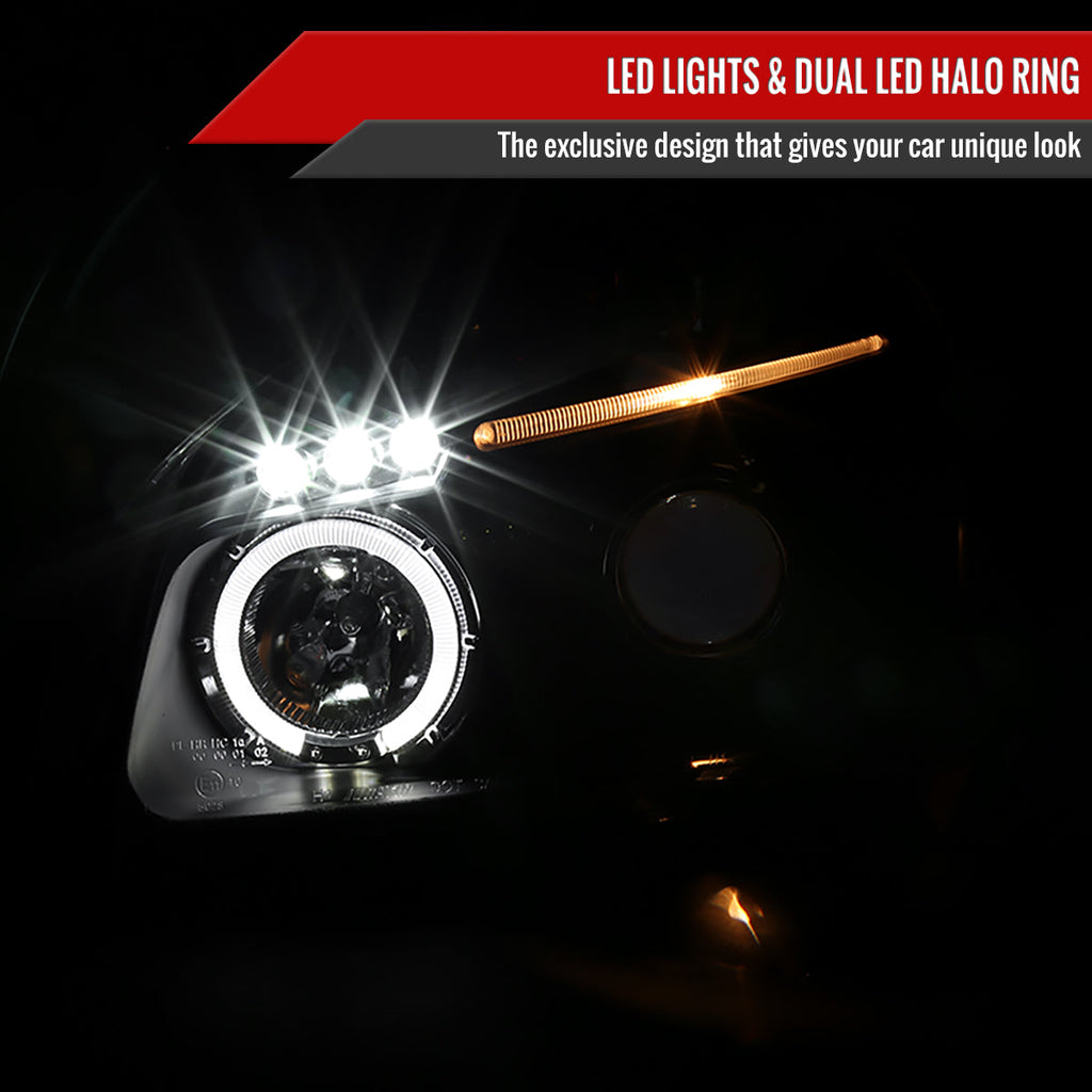 2005-2009 Hyundai Tucson Single Halo Projector Headlights (Matte Black Housing/Clear Lens)