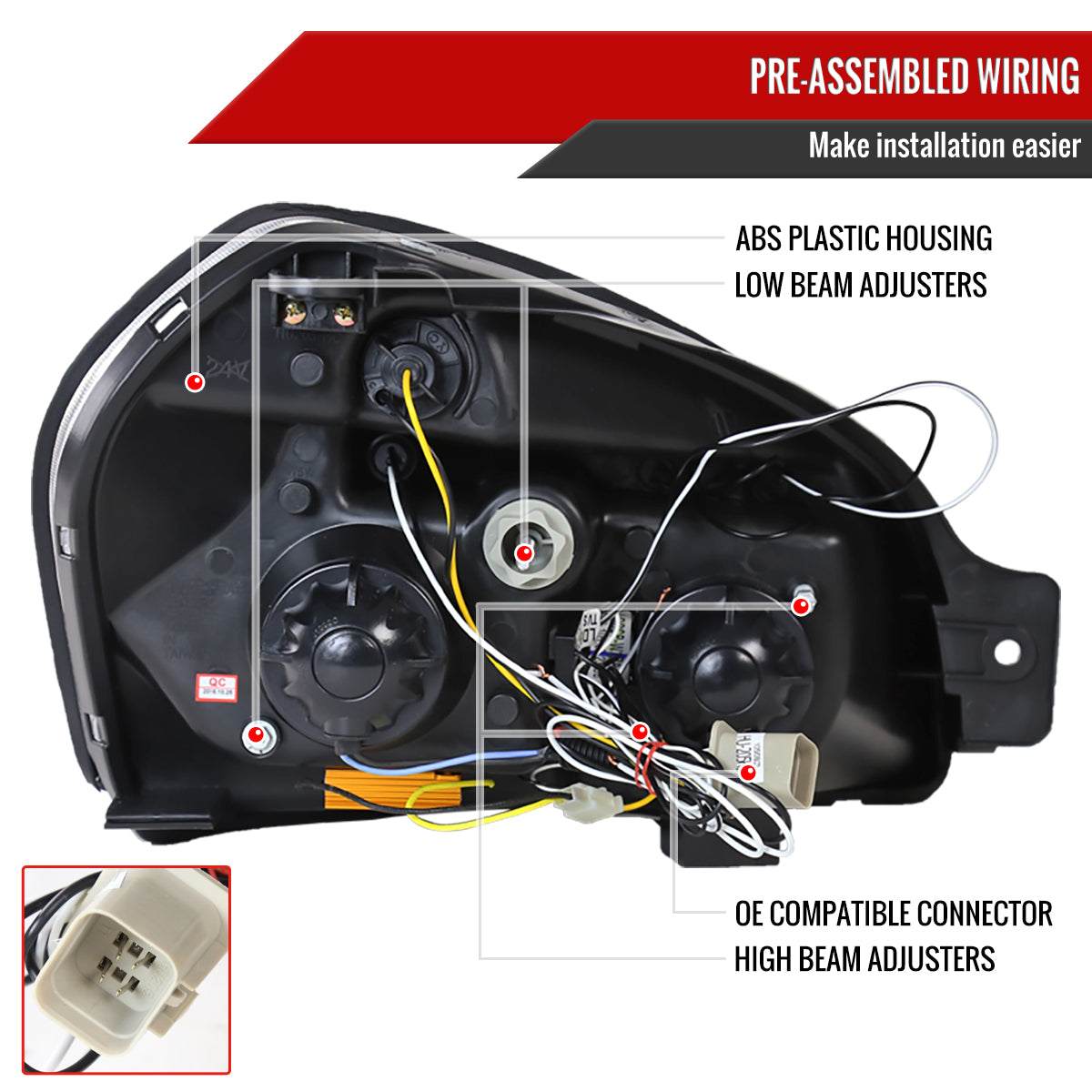 2005-2009 Hyundai Tucson Single Halo Projector Headlights (Matte Black Housing/Clear Lens)