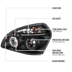 2005-2009 Hyundai Tucson Single Halo Projector Headlights (Matte Black Housing/Clear Lens)