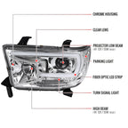 2007-2013 Toyota Tundra/ 2008-2017 Sequoia LED C-Bar Projector Headlights (Chrome Housing/Clear Lens)