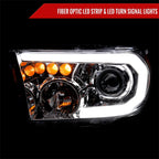 2007-2013 Toyota Tundra/2008-2017 Sequoia Retro Style LED Tube Projector Headlights with LED Turn Signals (Chrome Housing/Clear Lens)