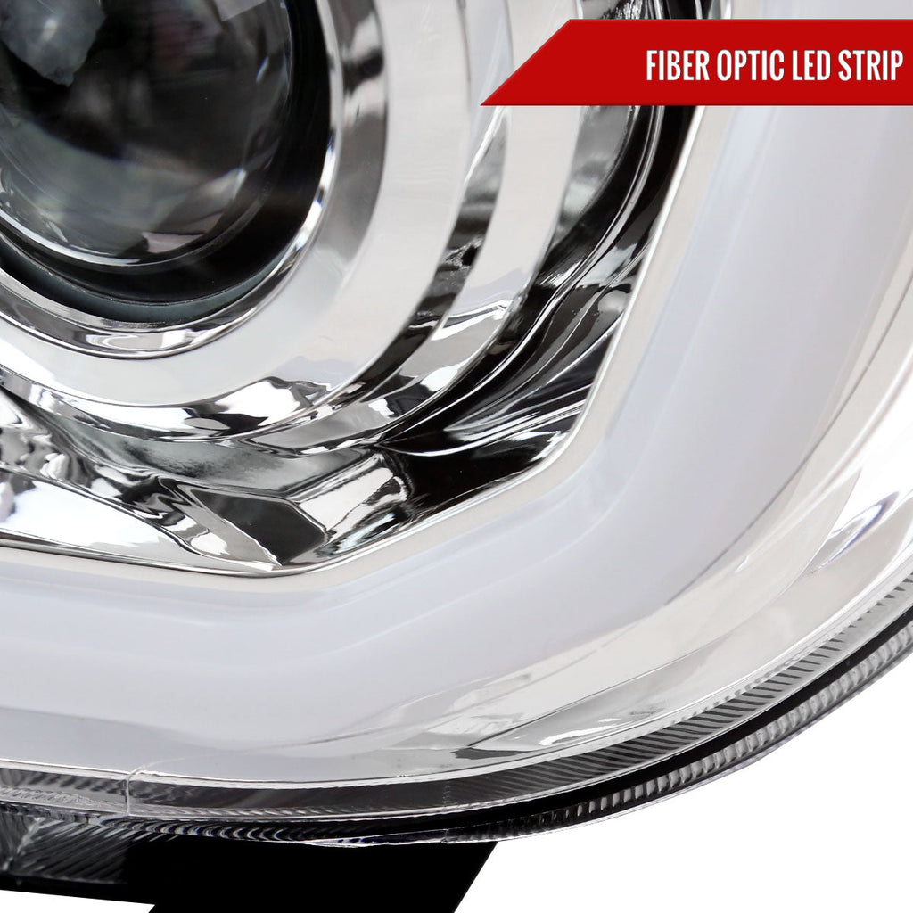 2007-2013 Toyota Tundra/2008-2017 Sequoia Retro Style LED Tube Projector Headlights with LED Turn Signals (Chrome Housing/Clear Lens)