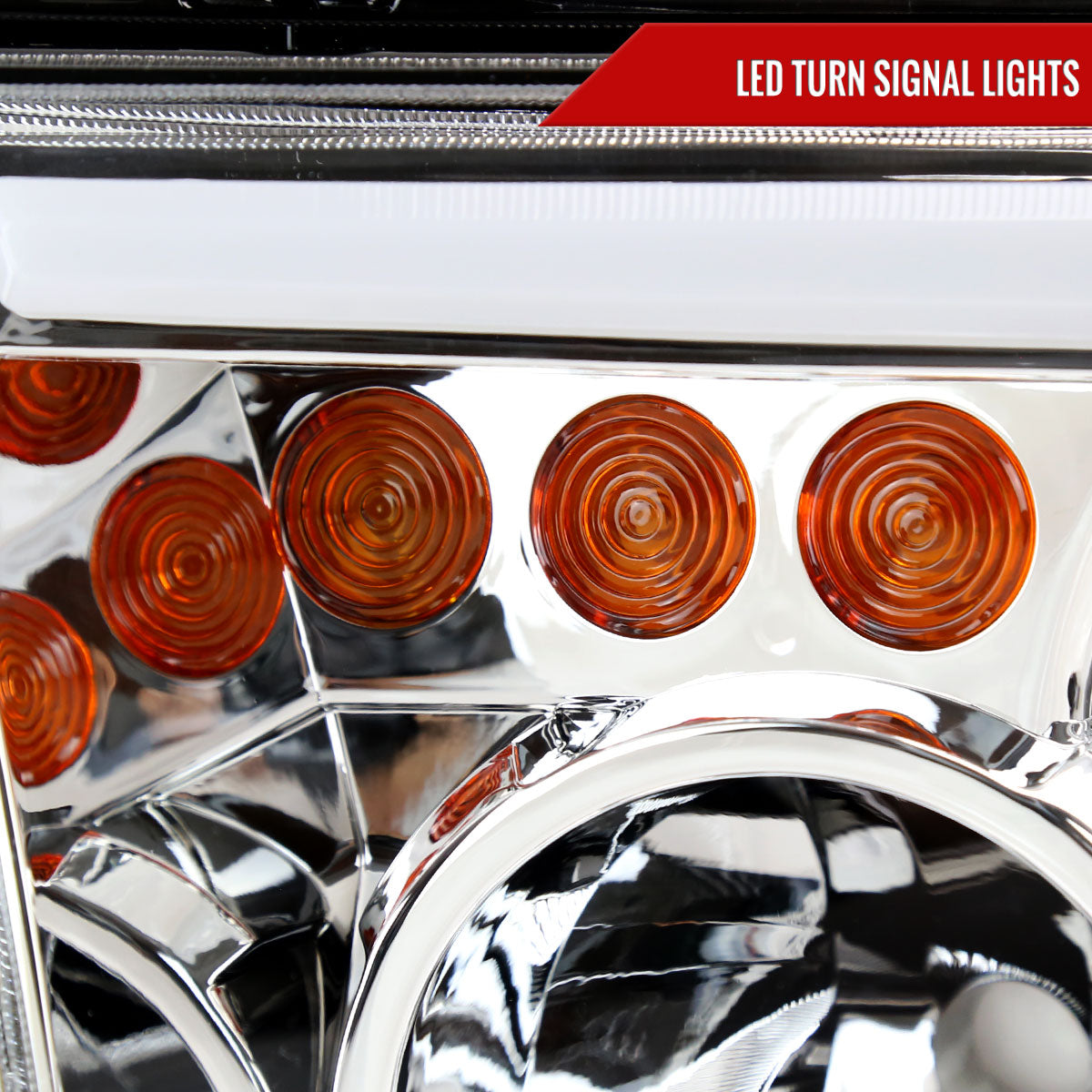 2007-2013 Toyota Tundra/2008-2017 Sequoia Retro Style LED Tube Projector Headlights with LED Turn Signals (Chrome Housing/Clear Lens)