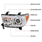 2007-2013 Toyota Tundra/2008-2017 Sequoia Retro Style LED Tube Projector Headlights with LED Turn Signals (Chrome Housing/Clear Lens)