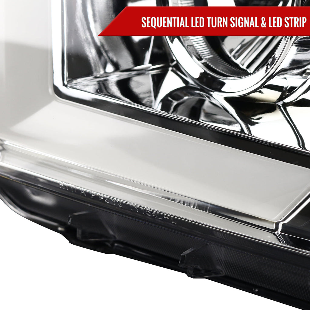 2007-2013 Toyota Tundra/ 2008-2017 Sequoia Switchback Sequential LED C-Bar Projector Headlights (Chrome Housing/Clear Lens)
