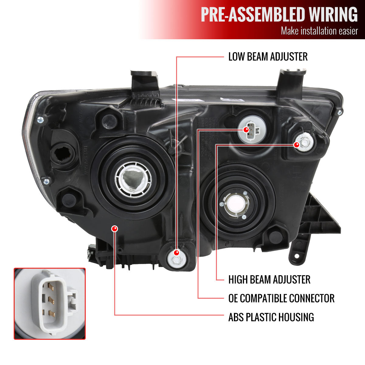 2007-2013 Toyota Tundra/2008-2017 Sequoia Retro Style LED Tube Projector Headlights with LED Turn Signals (Chrome Housing/Clear Lens)