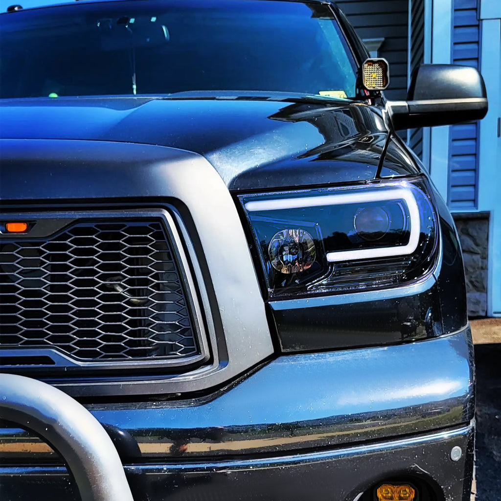 2007-2013 Toyota Tundra/ 2008-2017 Sequoia LED C-Bar Projector Headlights (Glossy Black Housing/Smoked Lens)