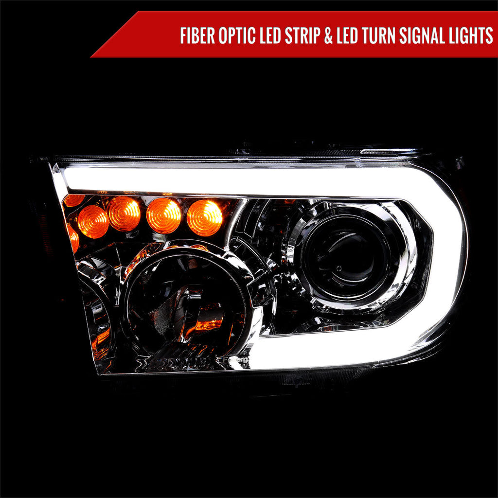 2007-2013 Toyota Tundra/2008-2017 Sequoia Retro Style LED Tube Projector Headlights with LED Turn Signals (Chrome Housing/Smoked Lens)