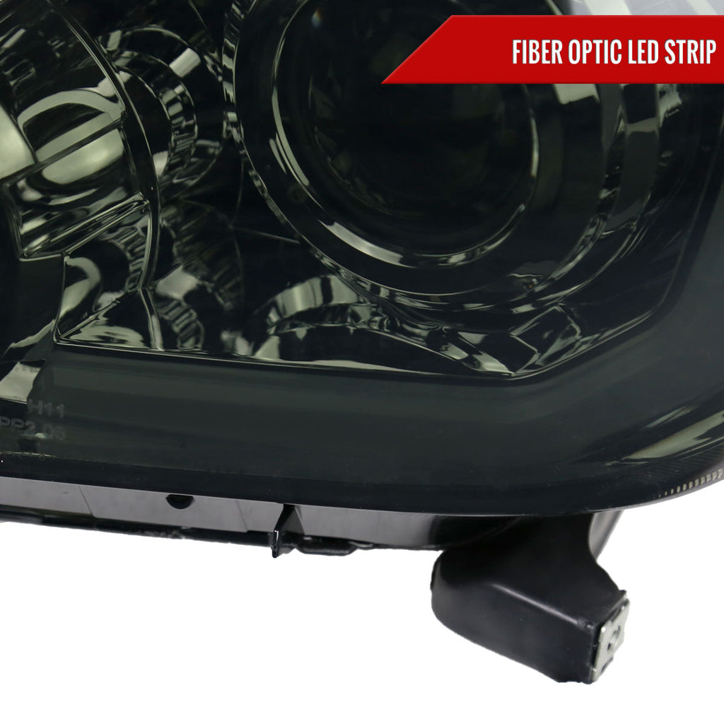 2007-2013 Toyota Tundra/2008-2017 Sequoia Retro Style LED Tube Projector Headlights with LED Turn Signals (Chrome Housing/Smoked Lens)