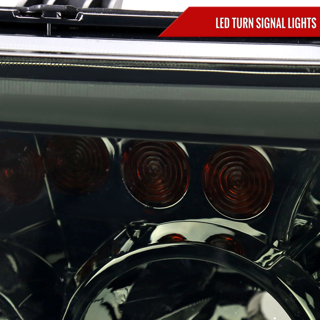2007-2013 Toyota Tundra/2008-2017 Sequoia Retro Style LED Tube Projector Headlights with LED Turn Signals (Chrome Housing/Smoked Lens)