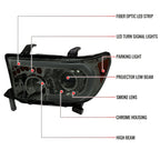 2007-2013 Toyota Tundra/2008-2017 Sequoia Retro Style LED Tube Projector Headlights with LED Turn Signals (Chrome Housing/Smoked Lens)
