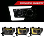 2007-2013 Toyota Tundra/ 2008-2017 Sequoia Switchback Sequential LED C-Bar Projector Headlights (Chrome Housing/Smoked Lens)