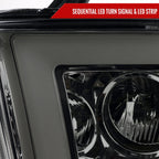 2007-2013 Toyota Tundra/ 2008-2017 Sequoia Switchback Sequential LED C-Bar Projector Headlights (Chrome Housing/Smoked Lens)