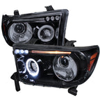 2007-2013 Toyota Tundra/ 2008-2017 Sequoia Single Halo Projector Headlights (Glossy Black Housing/Smoked Lens)