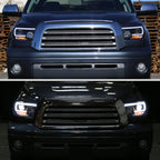 2007-2013 Toyota Tundra/ 2008-2017 Sequoia LED C-Bar Projector Headlights (Black Housing/Clear Lens)