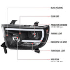 2007-2013 Toyota Tundra/ 2008-2017 Sequoia LED C-Bar Projector Headlights (Black Housing/Clear Lens)