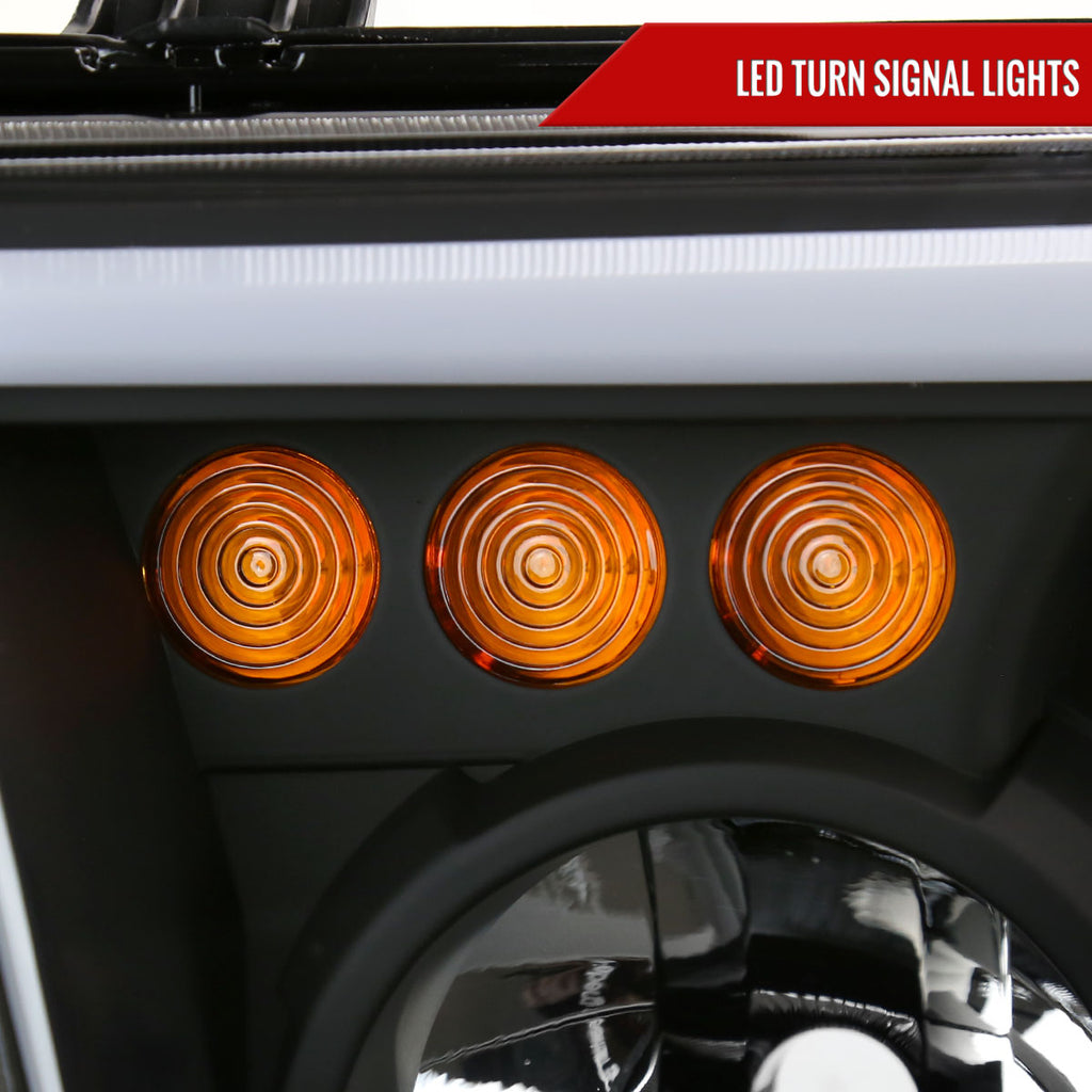 2007-2013 Toyota Tundra/2008-2017 Sequoia Retro Style LED Tube Projector Headlights with LED Turn Signals (Matte Black Housing/Clear Lens)