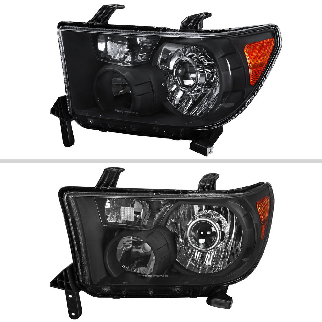 2007-2014 Toyota Tundra/Sequoia Retro Style Projector Headlights (Matte Black Housing/Clear Lens)