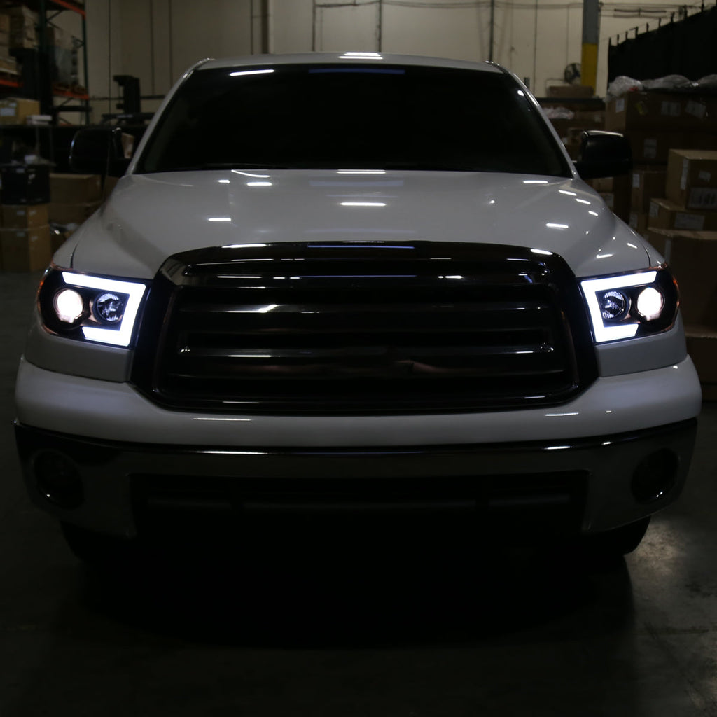 2007-2013 Toyota Tundra/ 2008-2017 Sequoia LED C-Bar Projector Headlights w/ Switchback Sequential Turn Signals (Matte Black Housing/Clear Lens)