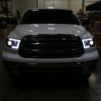 2007-2013 Toyota Tundra/ 2008-2017 Sequoia LED C-Bar Projector Headlights w/ Switchback Sequential Turn Signals (Matte Black Housing/Clear Lens)