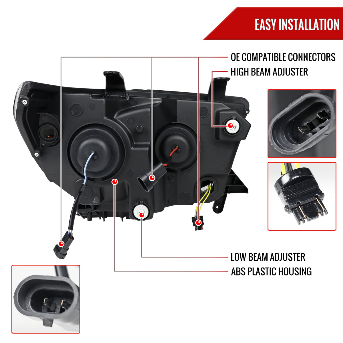 2007-2013 Toyota Tundra/ 2008-2017 Sequoia LED C-Bar Projector Headlights w/ Switchback Sequential Turn Signals (Matte Black Housing/Clear Lens)