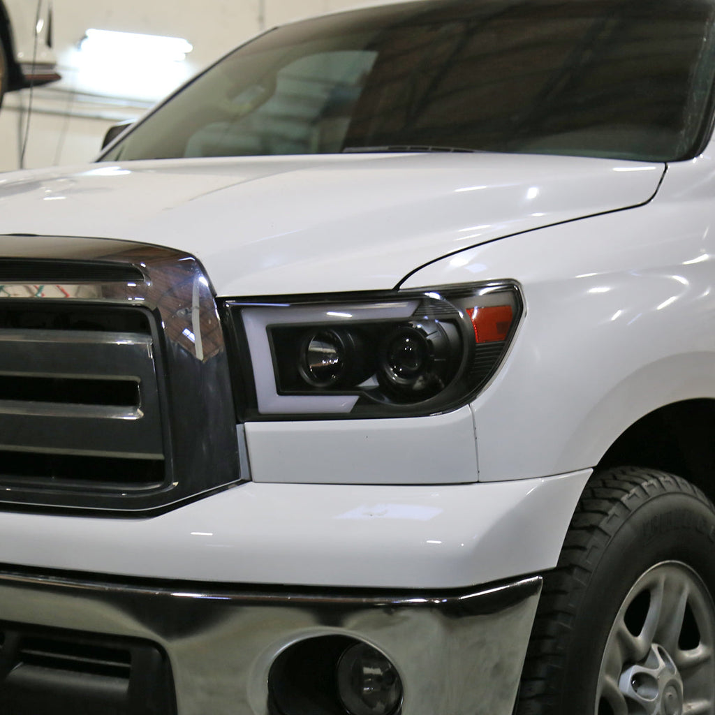 2007-2013 Toyota Tundra/ 2008-2017 Sequoia LED C-Bar Projector Headlights w/ Switchback Sequential Turn Signals (Matte Black Housing/Clear Lens)