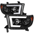 2007-2013 Toyota Tundra/ 2008-2017 Sequoia LED C-Bar Projector Headlights w/ Switchback Sequential Turn Signals (Matte Black Housing/Clear Lens)