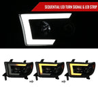 2007-2013 Toyota Tundra/ 2008-2017 Sequoia Switchback Sequential LED C-Bar Projector Headlights (Black Housing/Smoked Lens)