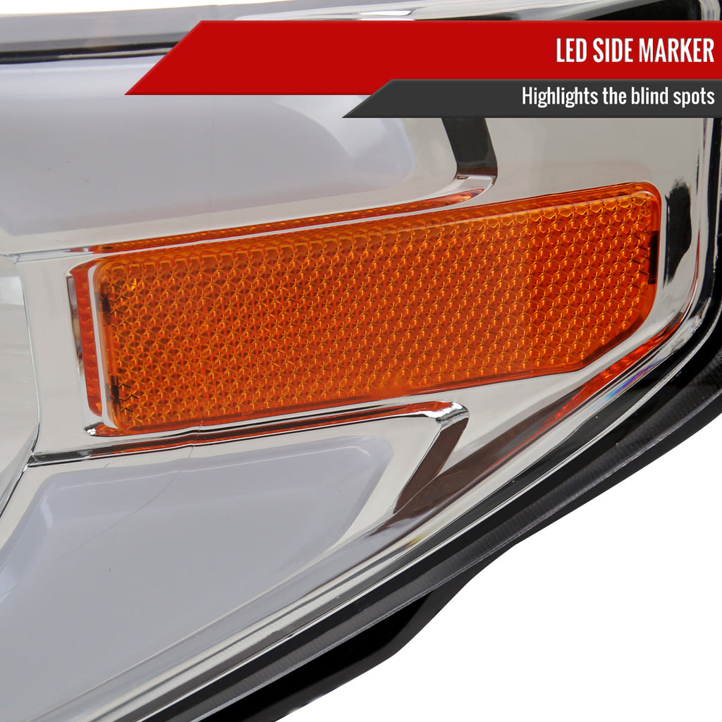 2014-2021 Toyota Tundra LED Switchback Sequential Turn Signal LED Bar Projector Headlights (Chrome Housing/Clear Lens)