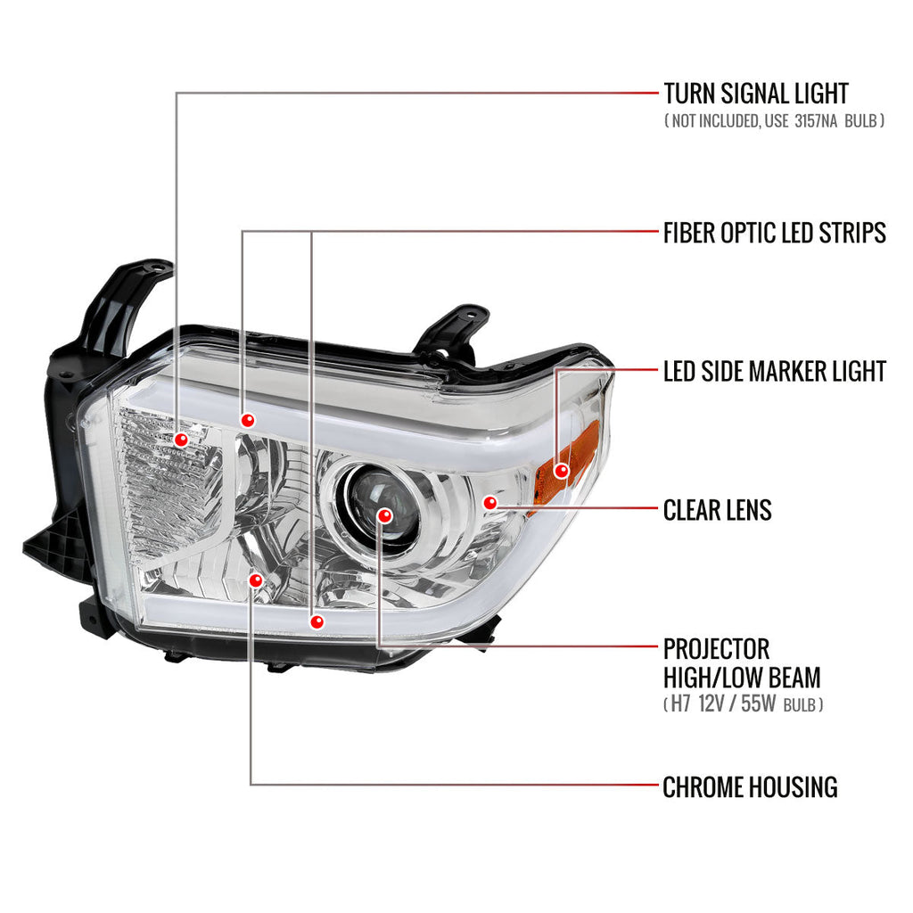 2014-2021 Toyota Tundra LED Projector Headlights (Chrome Housing/Clear Lens)