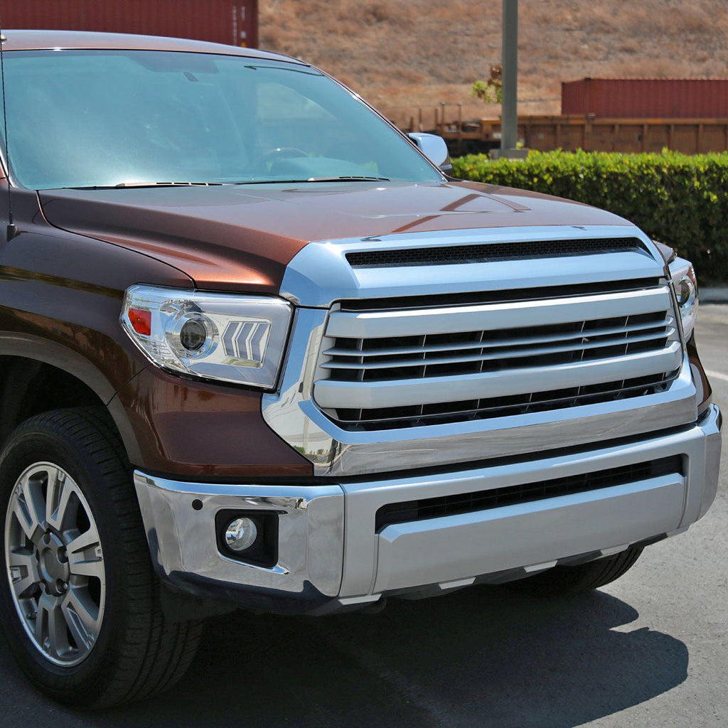 2014-2021 Toyota Tundra LED C-Bar Projector Headlights w/ Sequential Arrow Turn Signals (Chrome Housing/Clear Lens)