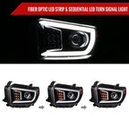 2014-2021 Toyota Tundra LED C-Bar Projector Headlights w/ Sequential Turn Signal Lights (Jet Black Housing/Clear Lens)