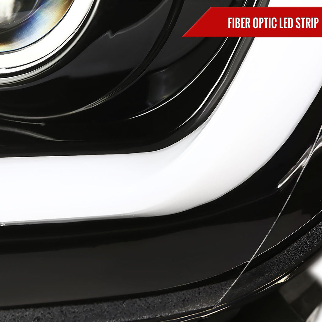 2014-2021 Toyota Tundra LED C-Bar Projector Headlights w/ Sequential Turn Signal Lights (Jet Black Housing/Clear Lens)